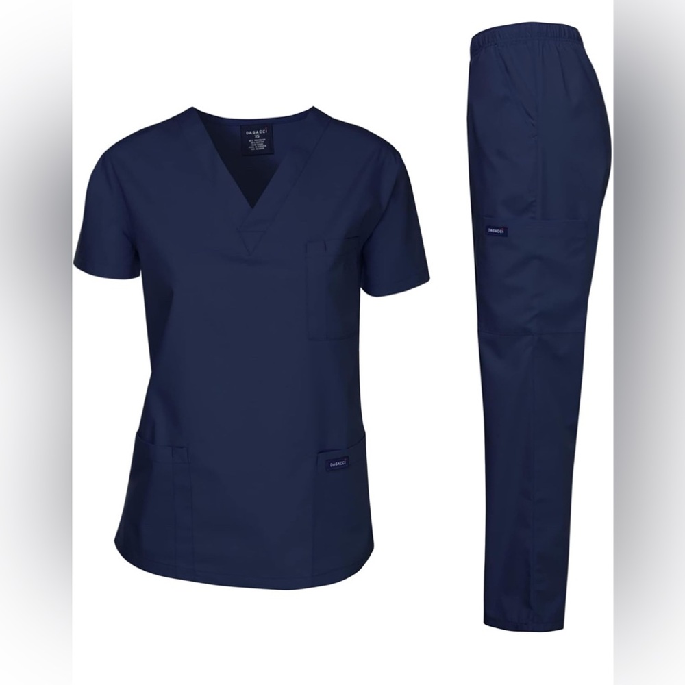 Women's Navy Blue Scrub Set / Top and Bottom / Size medium / Dagacci Brand - Picture 2 of 10